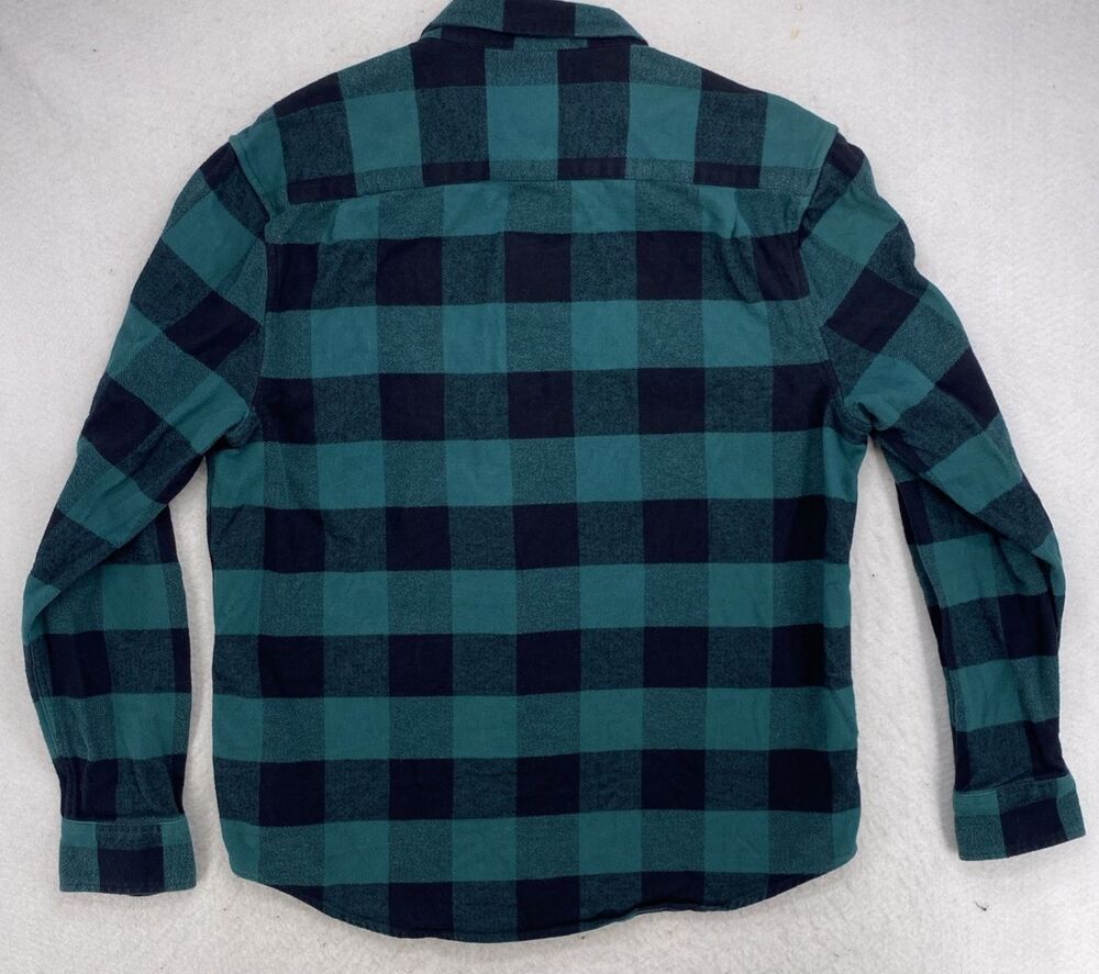 Lucky Brand Saturday Stretch Flannel Shirt Men's XL Green Buffalo Plaid Cotton - Picture 2 of 8